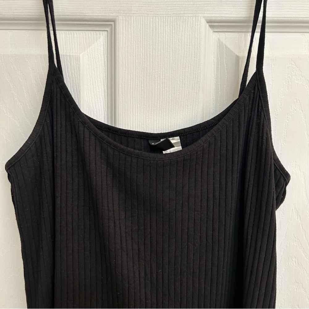 Divided Black Ribbed Dress - Picture 10 of 12